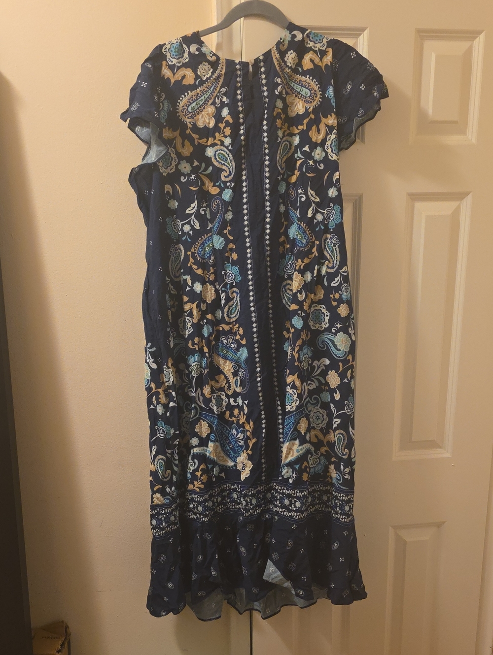 Lane Bryant Navy Paisley & Floral Midi Dress with Yellow Accents